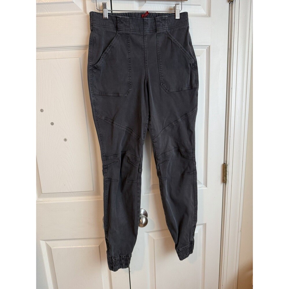 Spanx Pants Womens M Gray Cargo Jogger Stretch Twill Utility Ankle Zip Athletic